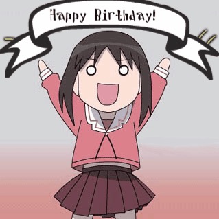 Anime characters celebrating a birthday