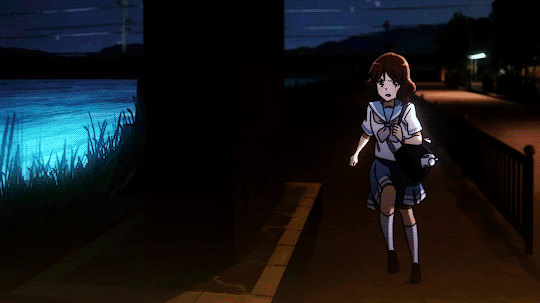 anime girl crying and running