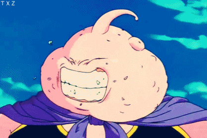 majin buu with chocolate bar