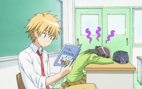 Anime boy homework
