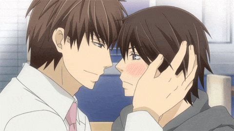 Cute gay anime kiss gif