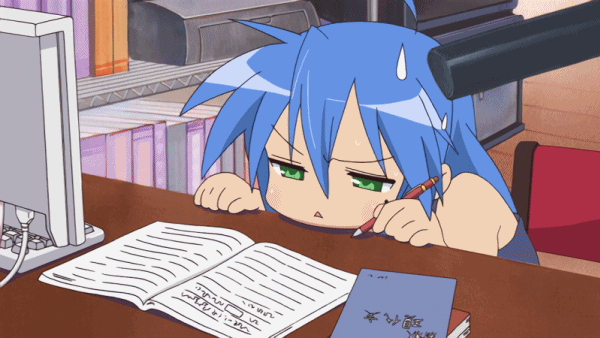 Anime girl doing homework gif picture