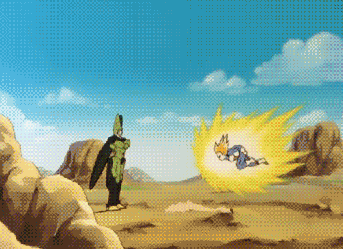 vegeta kicks goku
