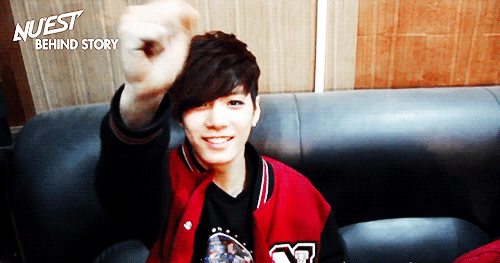 Image result for nuest aron waving gif