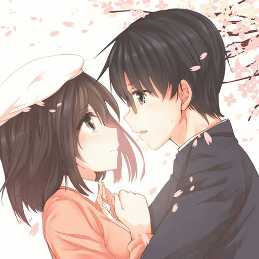 Anime couple brown hair