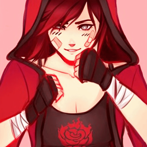 Ruby narrowed her eyes slightly, a small smile still on her face as nervous...