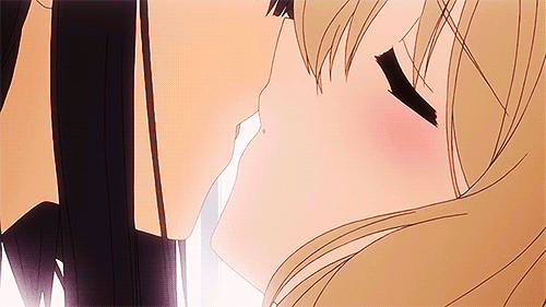 Anime yuri kiss gif